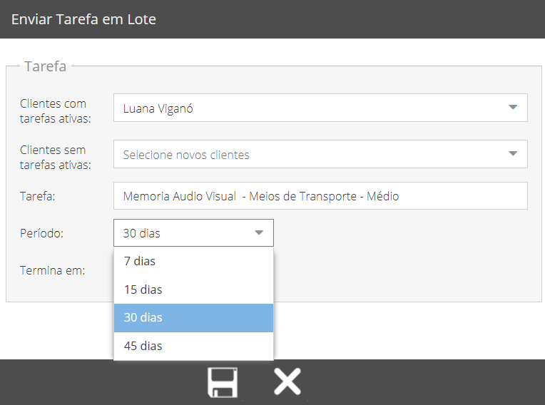 Envio de atividades em lote